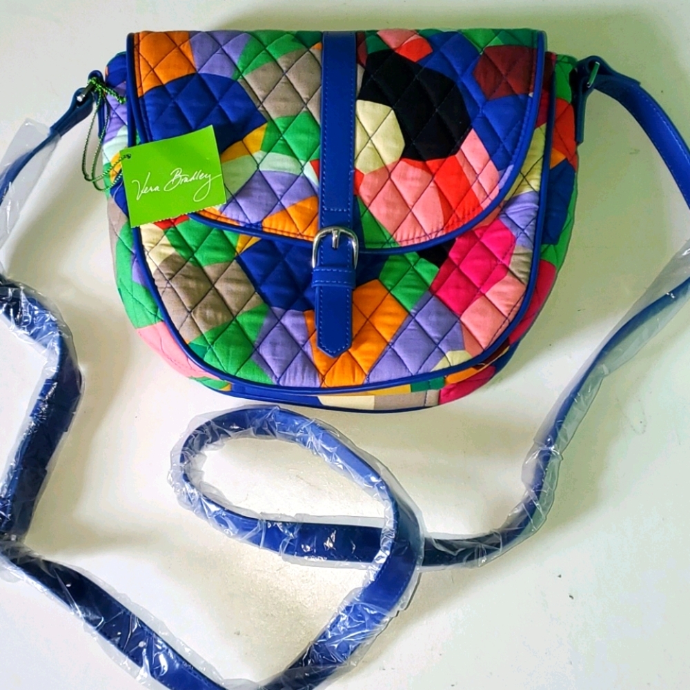 New Vera Bradley multi color crossbody saddle bag